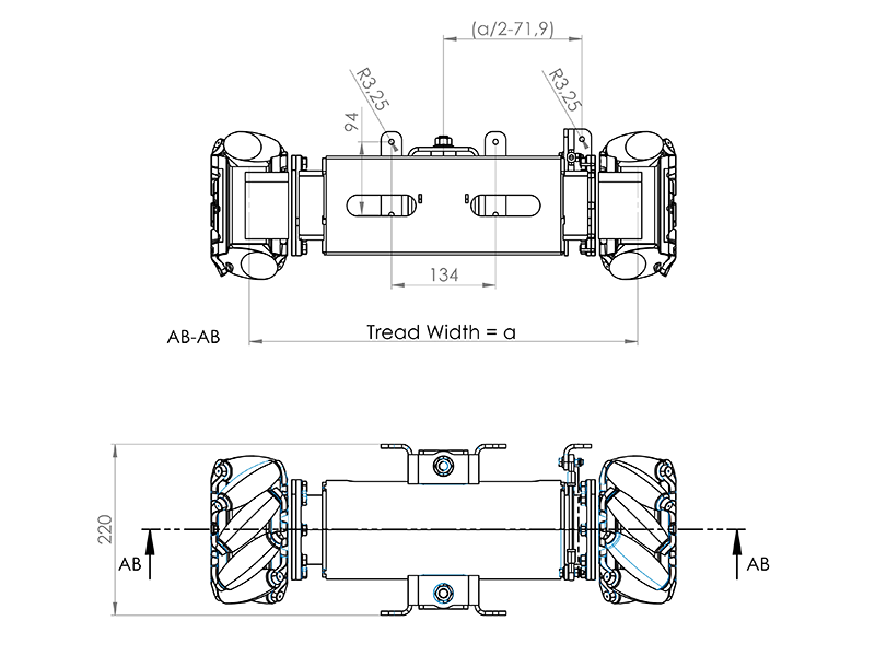 Mecanum Orbiter - Technical sketch